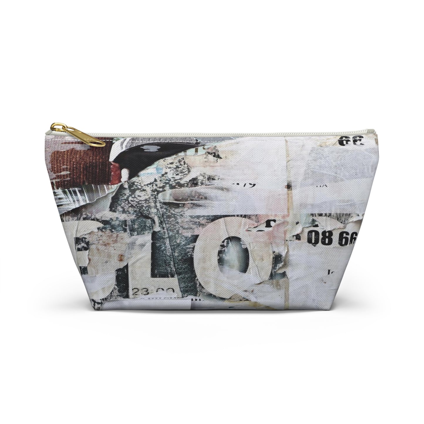 Urban Street Art Cosmetic Pouch w T-bottom, Accessory Pouch - Torn Poster Street Art Makeup Bag - BLO Bag 5