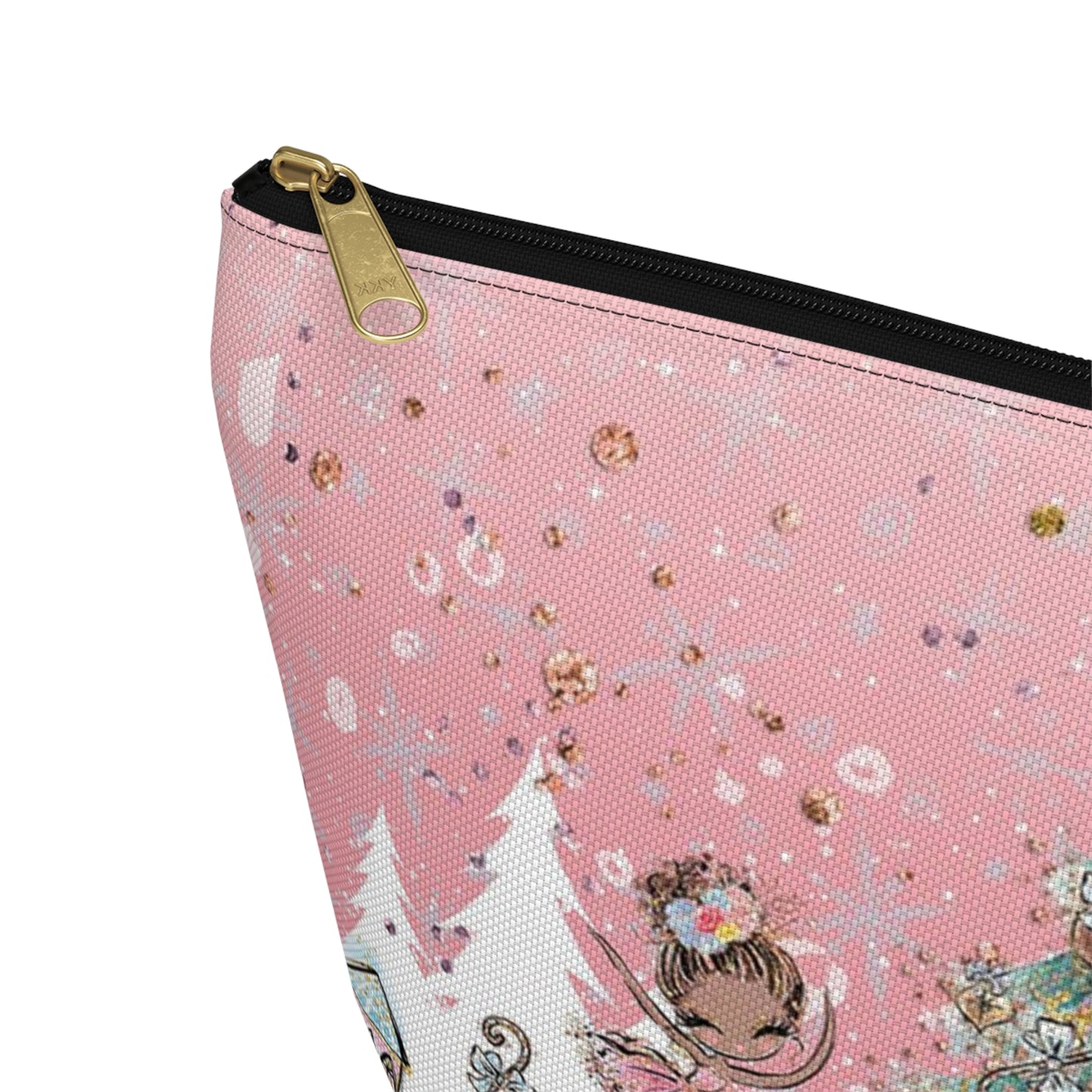 Nutcracker Cosmetic Pouch w T-bottom, Accessory Pouch - Pink Nutcracker Ballet Makeup Bag