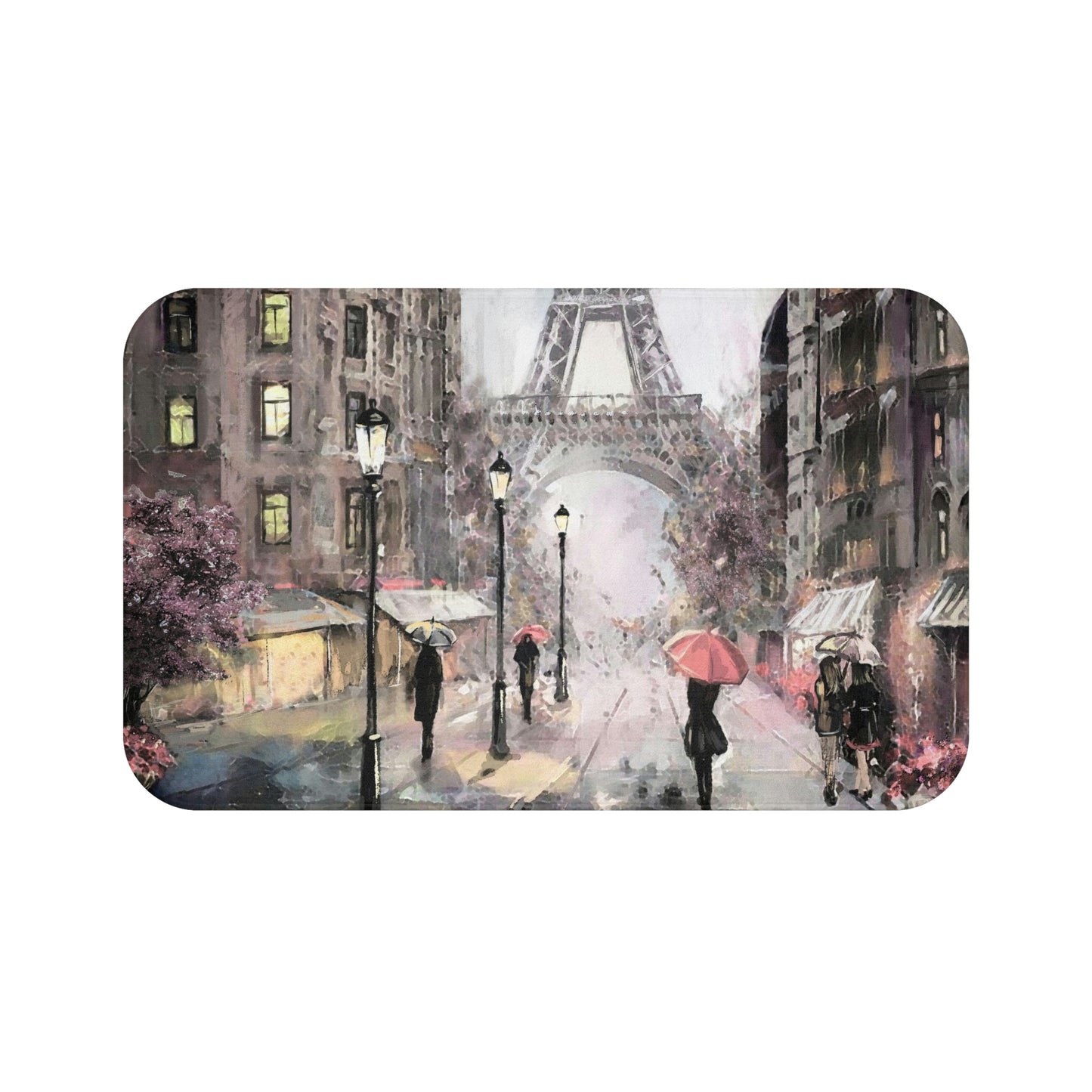 Eiffel Tower in Paris Bath Mat - Personalized Floor Mat - Abstract Paris Painting Fashion Bathroom Shower Mat