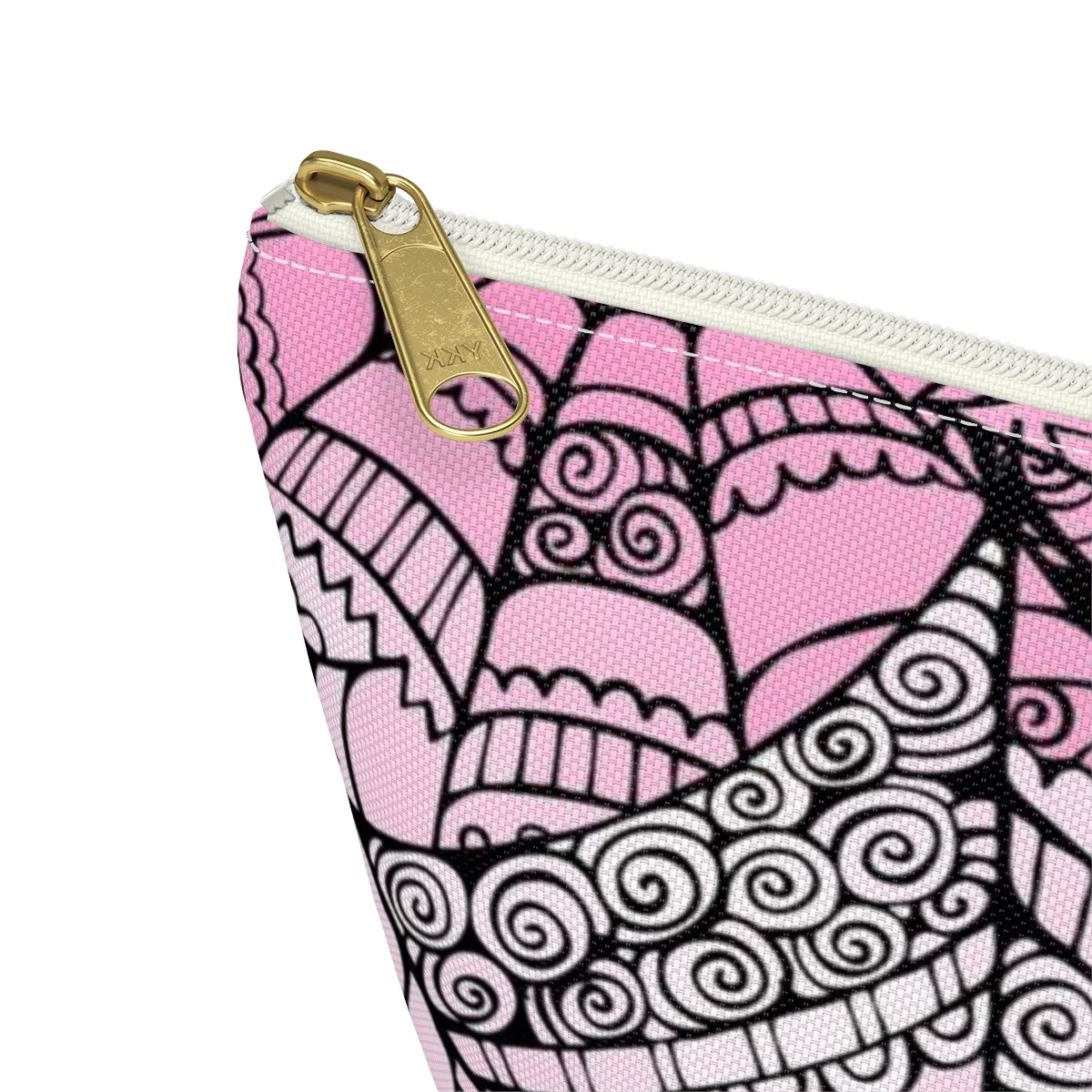 Curly Spiderweb Cosmetic Pouch w T-bottom, Accessory Pouch - Pink Bubblegum Goth Spider Web