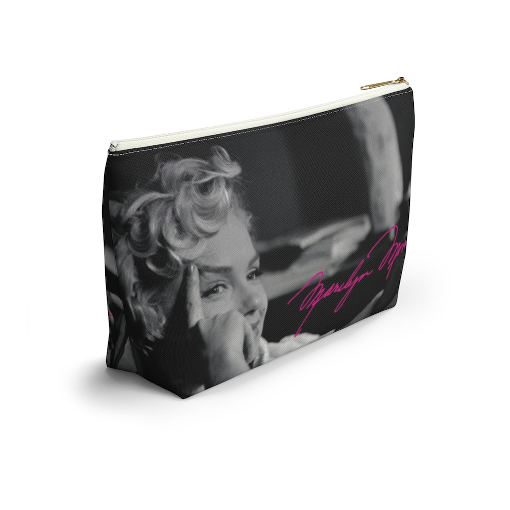 Marilyn Monroe Cosmetic Pouch w T-bottom, Accessory Pouch, Hot Pink Signature