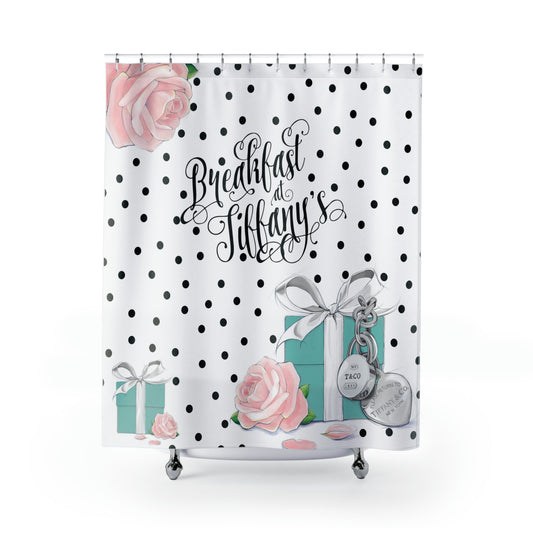 Breakfast at Tiffany's Shower Curtain - Personalized Shower Curtain - Polka Dot Rose Fashion Bathroom Curtain