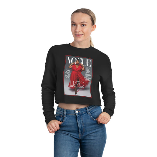 LIZZO Vogue Cover Crop Sweatshirt, Cropped Pullover, Crop Fleece, Crop Top - BLACK