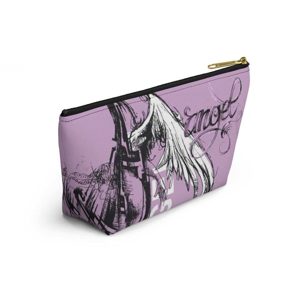 Angel Wing Cosmetic Pouch w T-bottom, Accessory Pouch, Purple