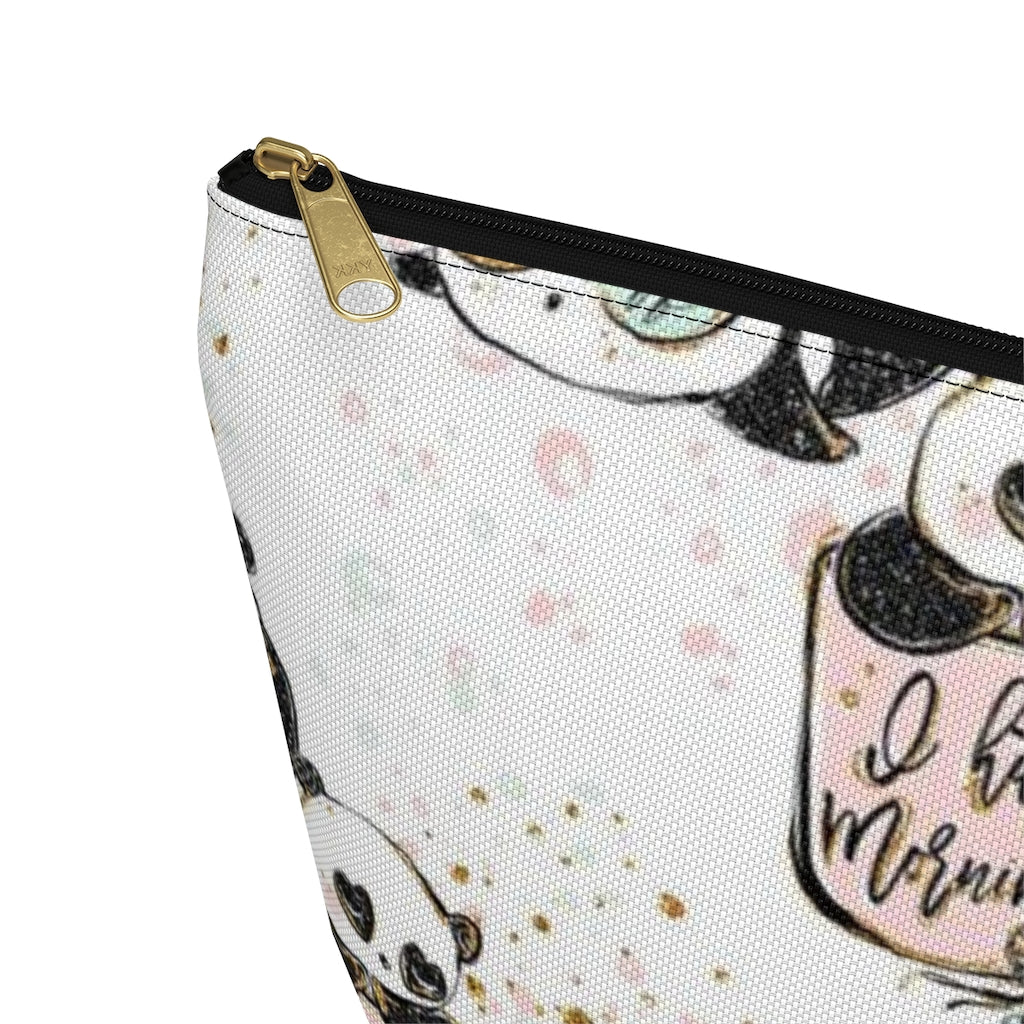 ADULT Not a Morning Panda Cosmetic Pouch w T-bottom, Accessory Pouch