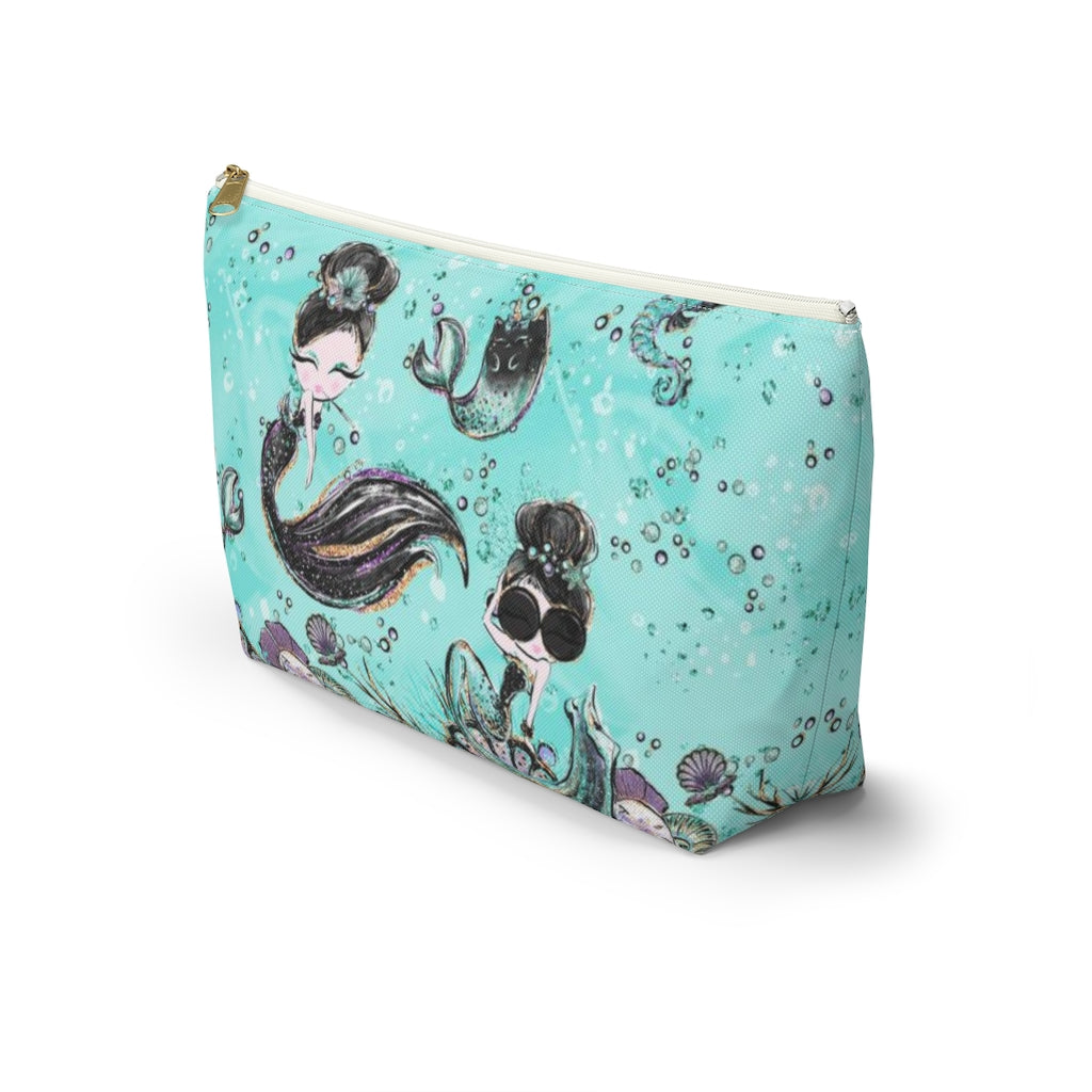 Audrey Hepburn Cosmetic Pouch w T-bottom, Accessory Pouch, Mermaid Mercat