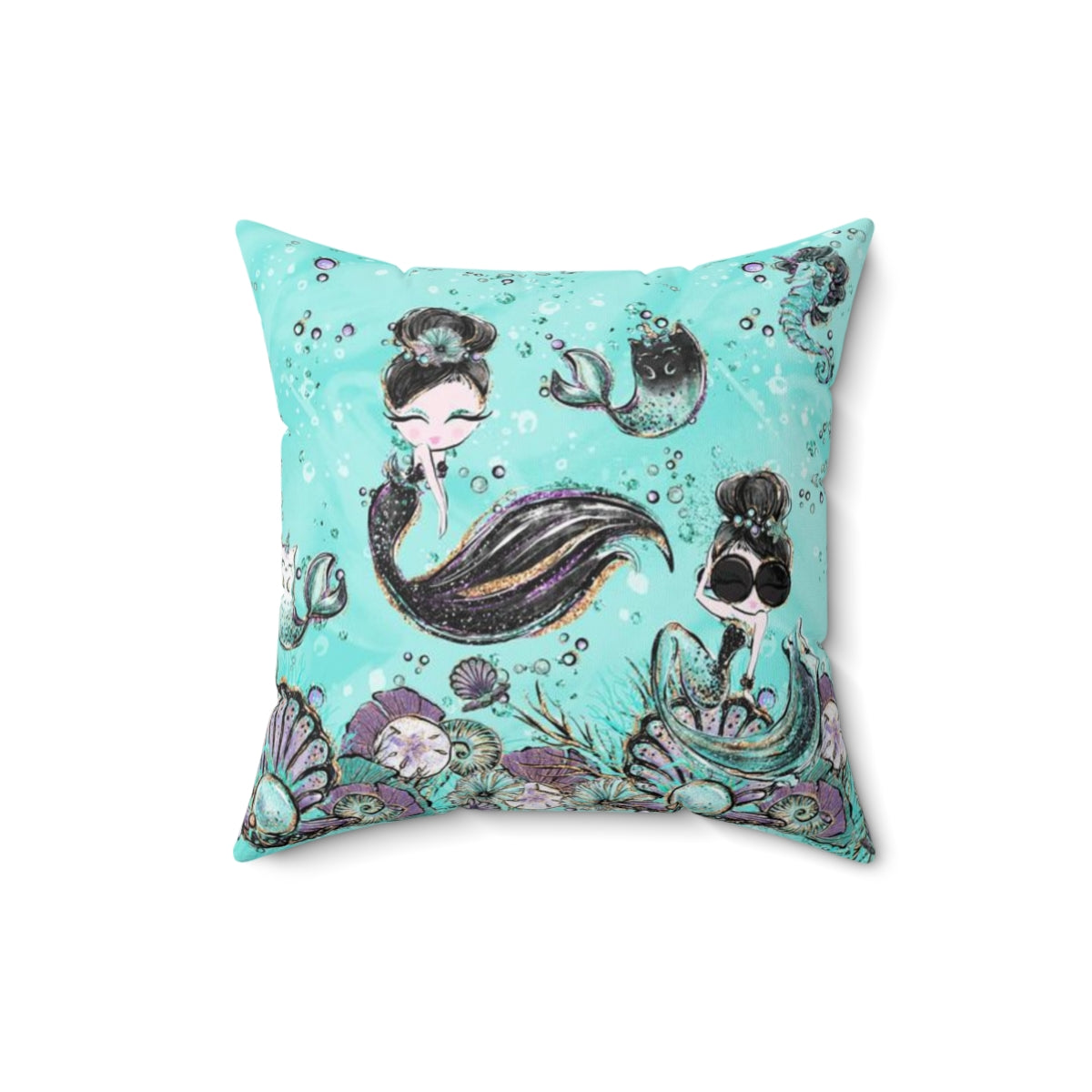 Audrey Hepburn Mermaid Pillow - Caticorn Mermicorn Seahorse