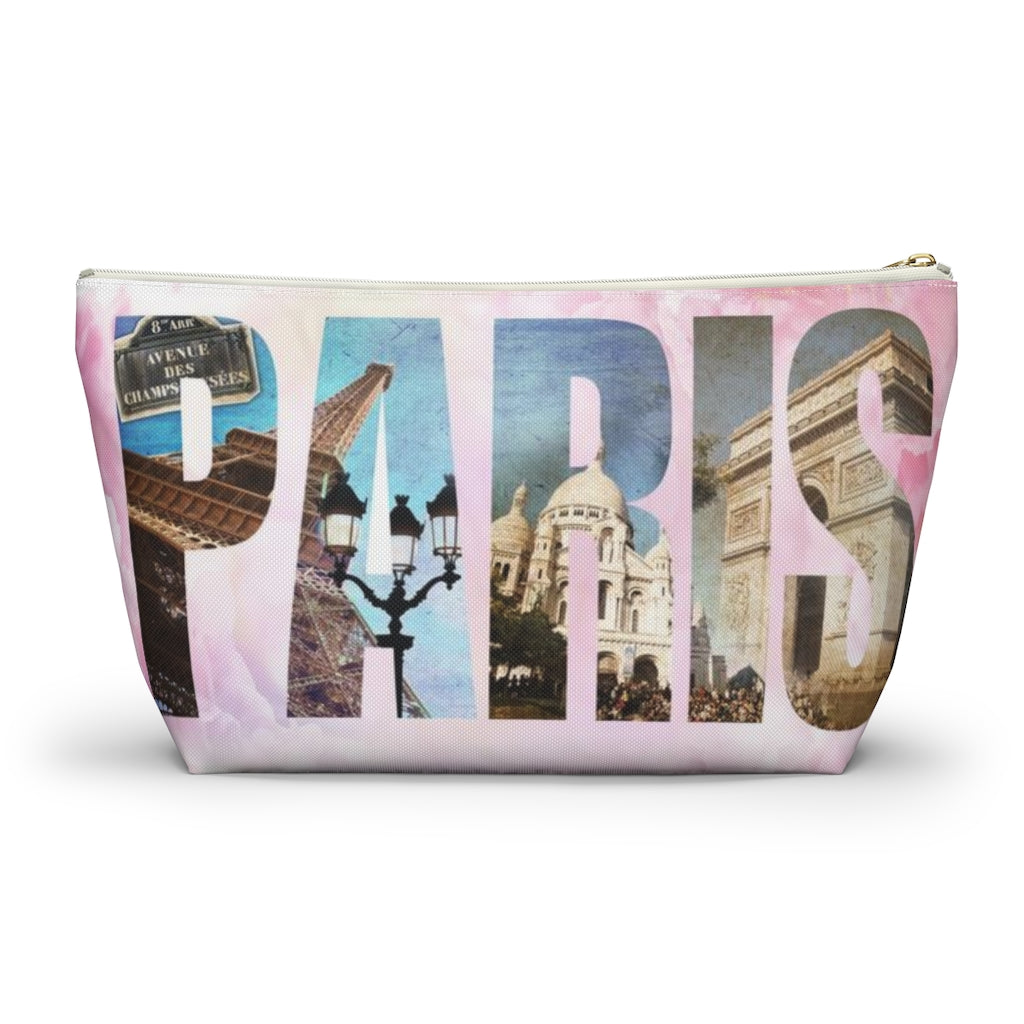 Paris Cosmetic Pouch w T-bottom, Accessory Pouch, Pink