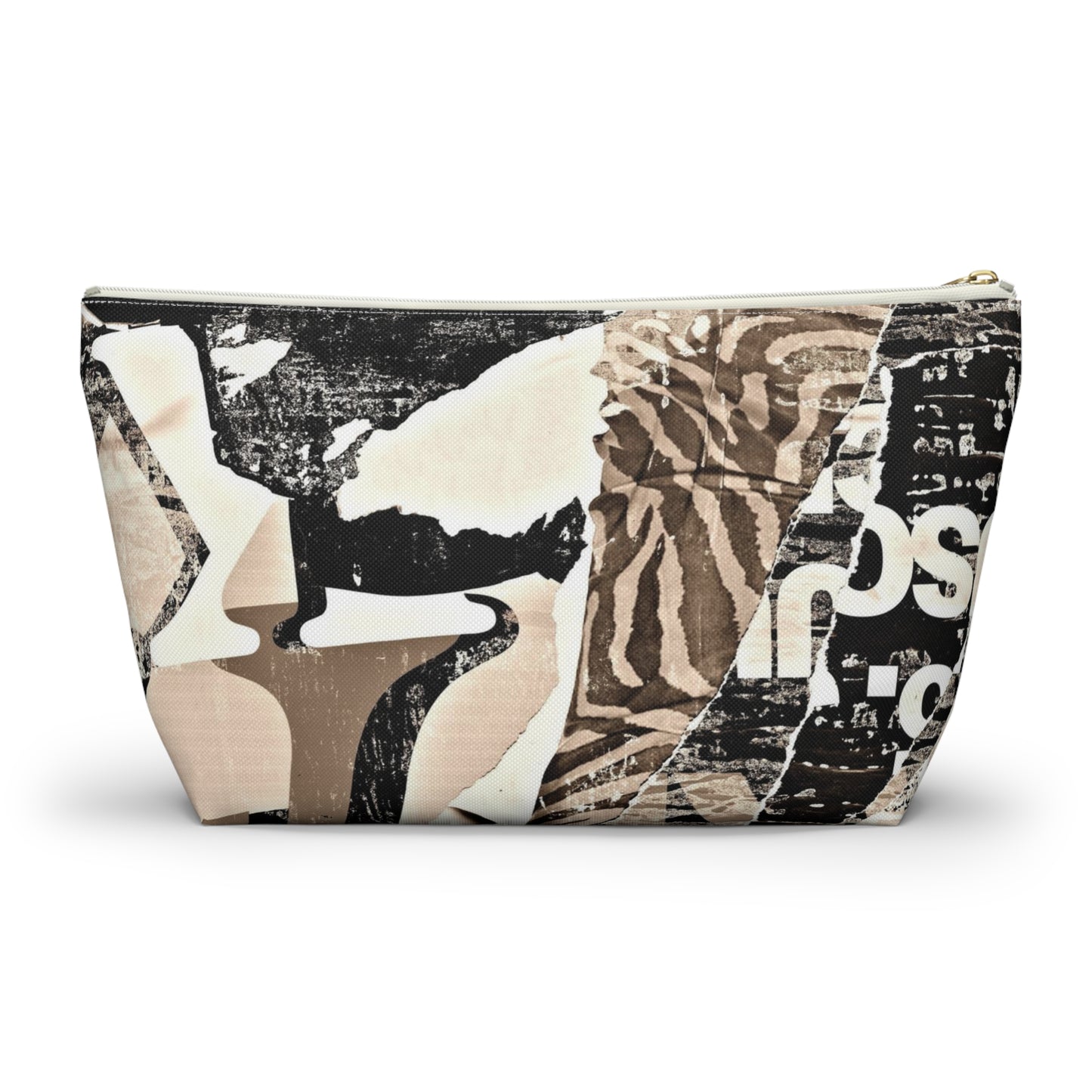 Urban Street Art Cosmetic Pouch w T-bottom, Accessory Pouch - Torn Poster Street Art Makeup Bag - Zebra Bag 20