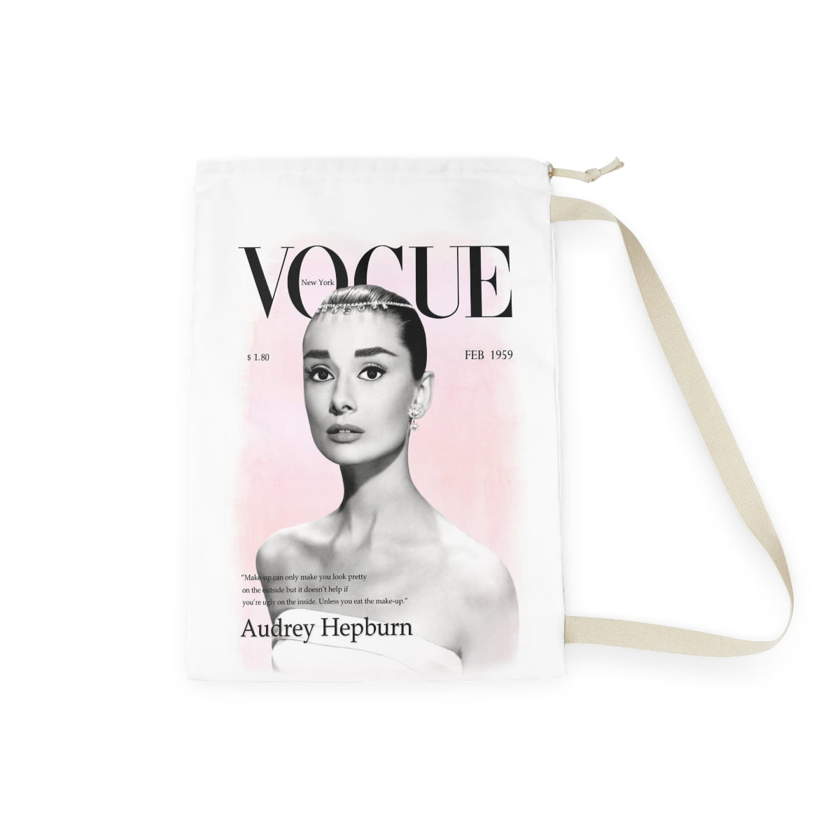 VOGUE Audrey Hepburn Sack, Laundry Sack, Santa Sack, Dust Bag, Gift Sack - Pink