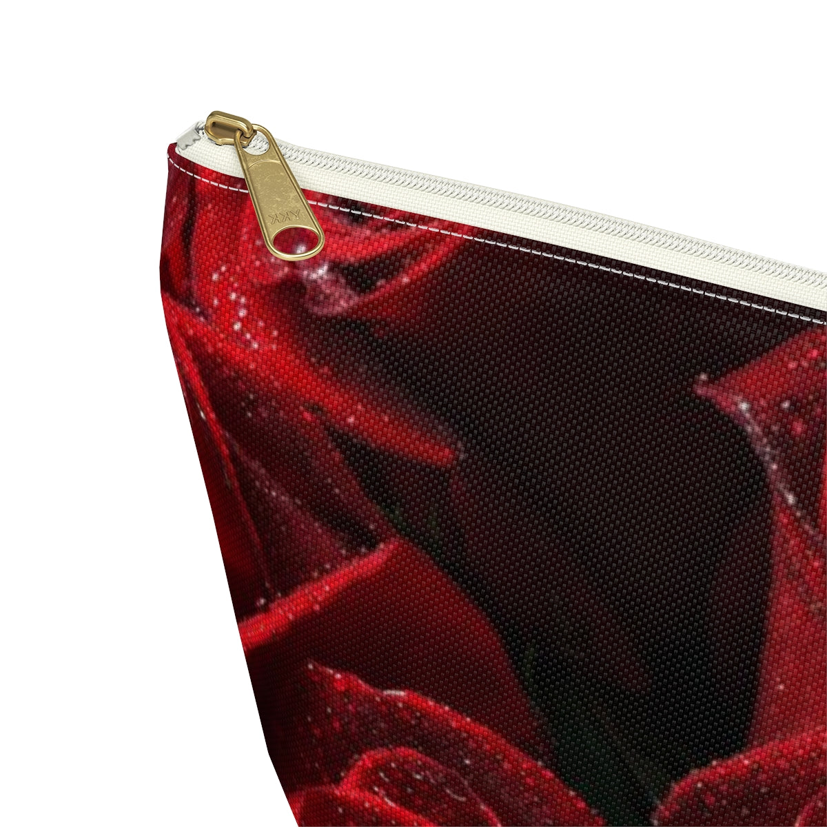 Personalized Rose Cosmetic Pouch w T-bottom, Accessory Pouch - Red Rose and Leopard