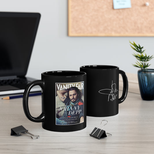 Johnny Depp VANITY FAIR Mug - 11oz Black Mug - Johnny Depp Autograph 2