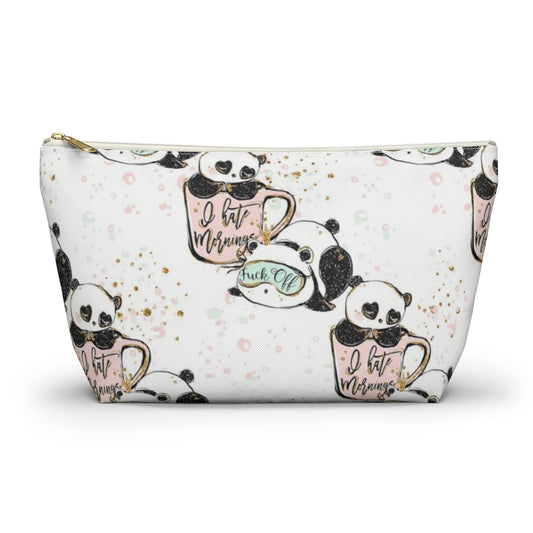 ADULT Not a Morning Panda Cosmetic Pouch w T-bottom, Accessory Pouch