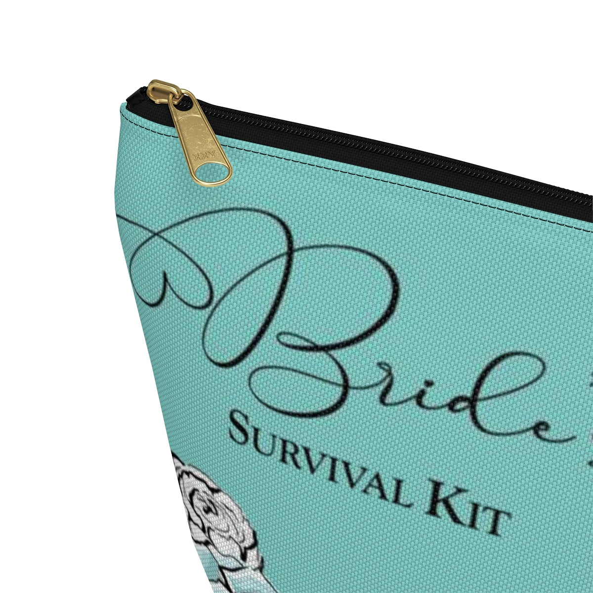 Brides Survival Kit Cosmetic Pouch w T-bottom, Accessory Pouch, Blue Green