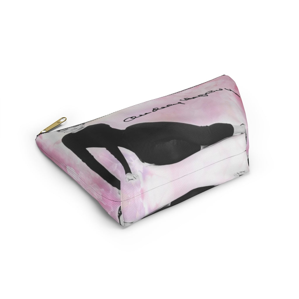 Audrey Hepburn Signature Cosmetic Pouch w T-bottom, Accessory Pouch, Pink