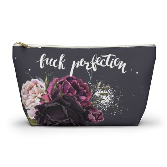 ADULT F*ck Perfection Cosmetic Pouch w T-bottom, Accessory Pouch, Rose