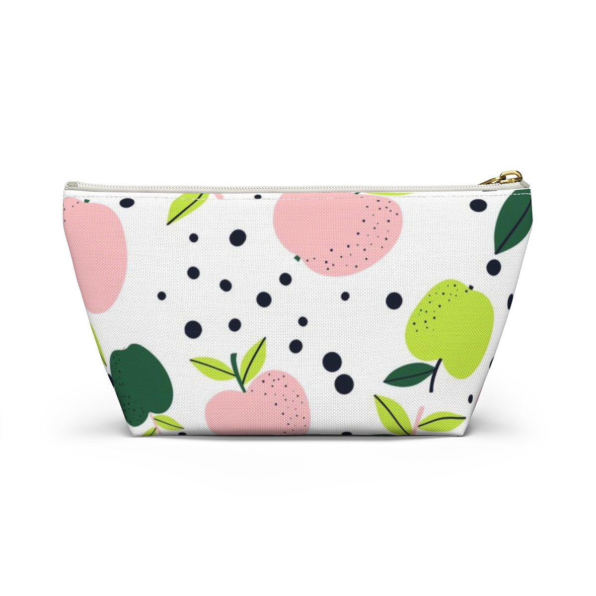 Teacher Life Cosmetic Pouch w T-bottom, Accessory Pouch, Pink and Green Apple Dot