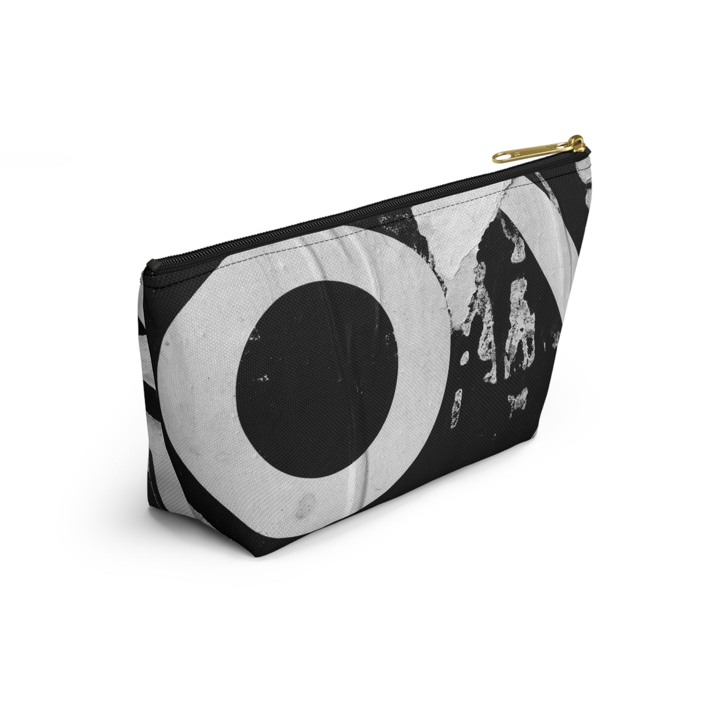 Urban Street Art Cosmetic Pouch w T-bottom, Accessory Pouch - Torn Poster Street Art Makeup Bag - Black and White YO Bag 15