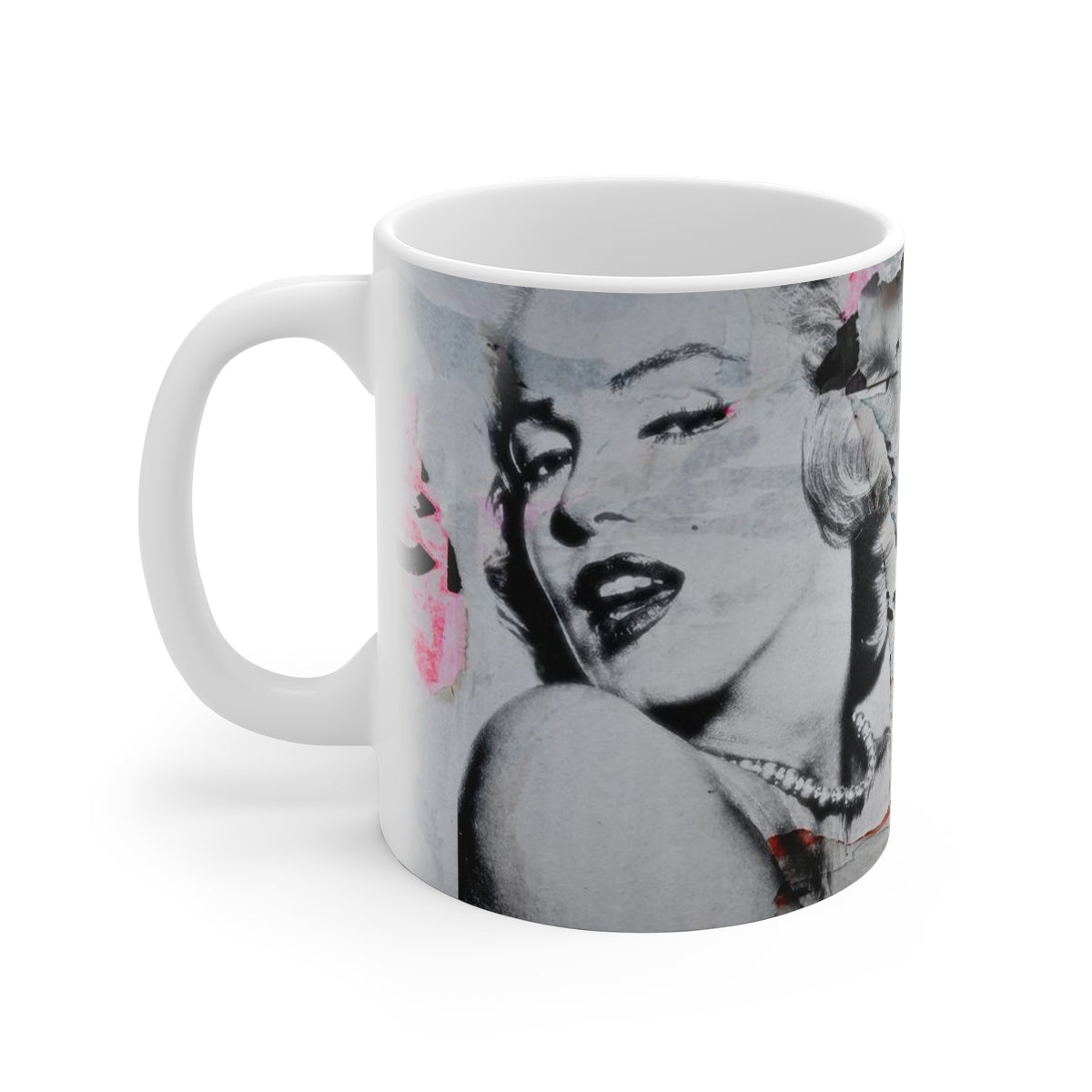 Marilyn Monroe Mug 11oz, Torn Poster Pink