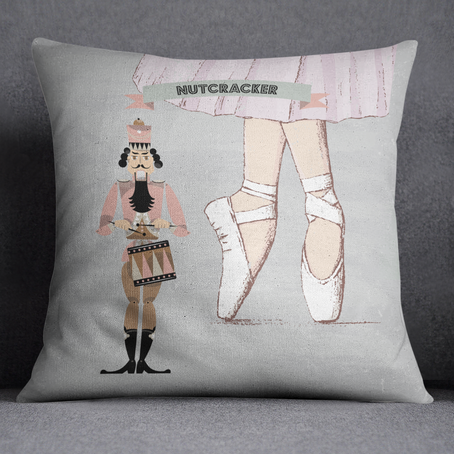 Grey Nutcracker Ballet Pillow