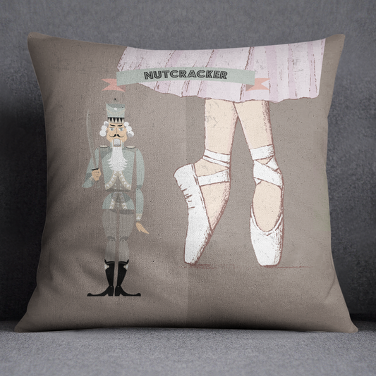 Taupe Nutcracker Ballet Pillow