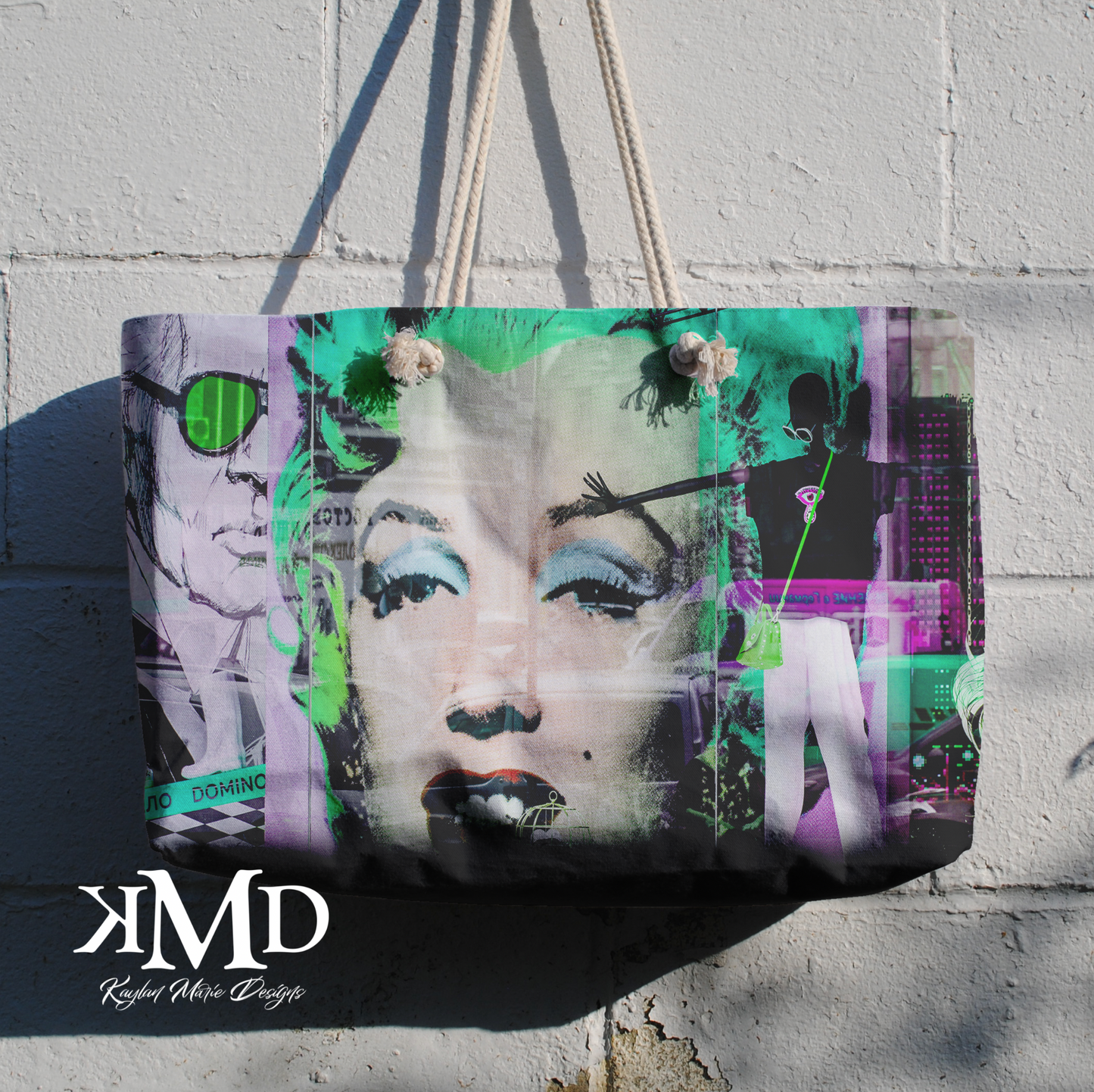 Marilyn Monroe Tote Bag - Weekender Bag, Rope Tote, Graffiti Reflection