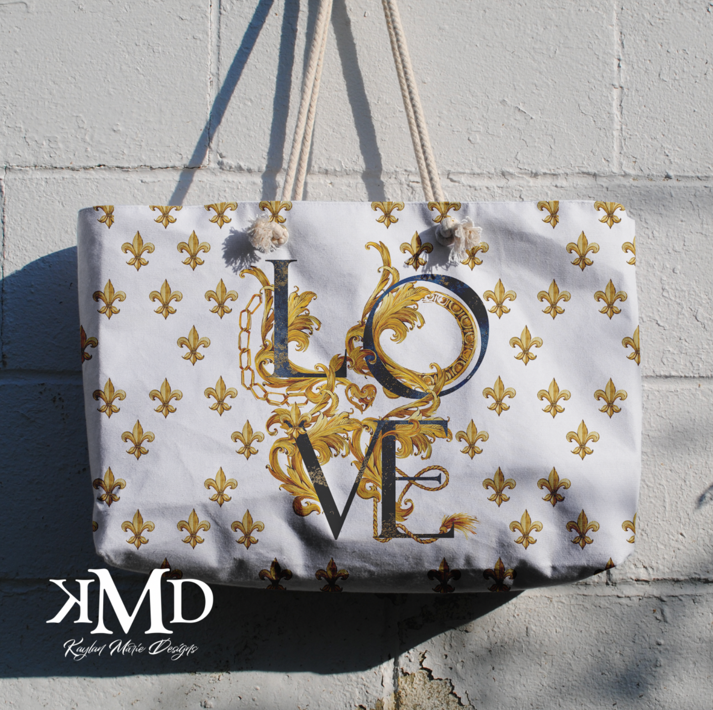 Gilded LOVE Weekender Bag - Fleur de lis