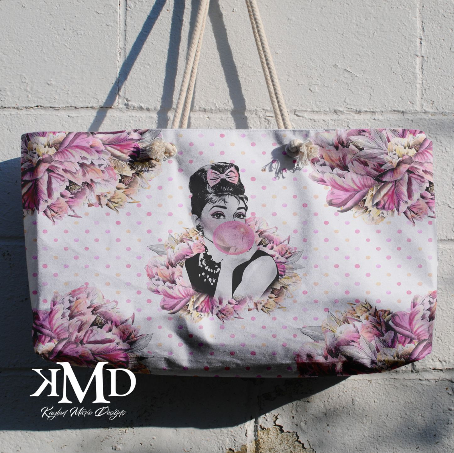 Pink Audrey Hepburn Bubblegum Tote Weekender Bag