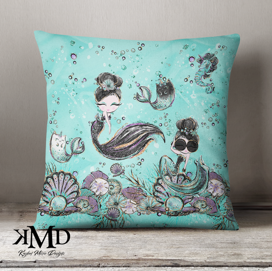 Audrey Hepburn Mermaid Pillow - Caticorn Mermicorn Seahorse