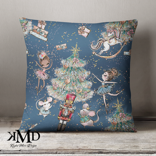 Nutcracker Ballet Pillow - Blue Nutcracker Ballet Christmas Tree Cushion