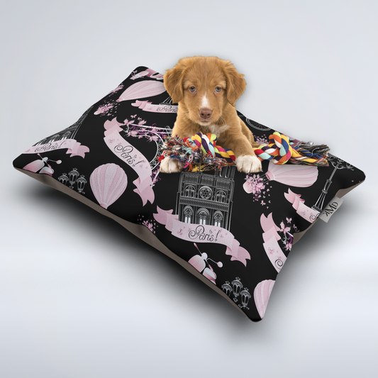 Custom Personalized Pink Paris Pet Bed / Dog Bed - Eiffel Tower