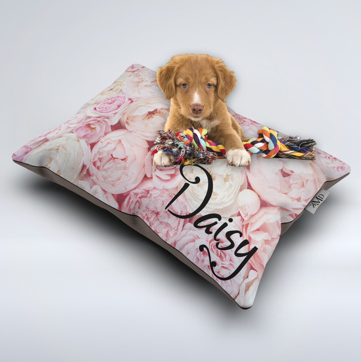 Custom Personalized Pink Peony Pet Bed / Dog Bed - Pink Peonies