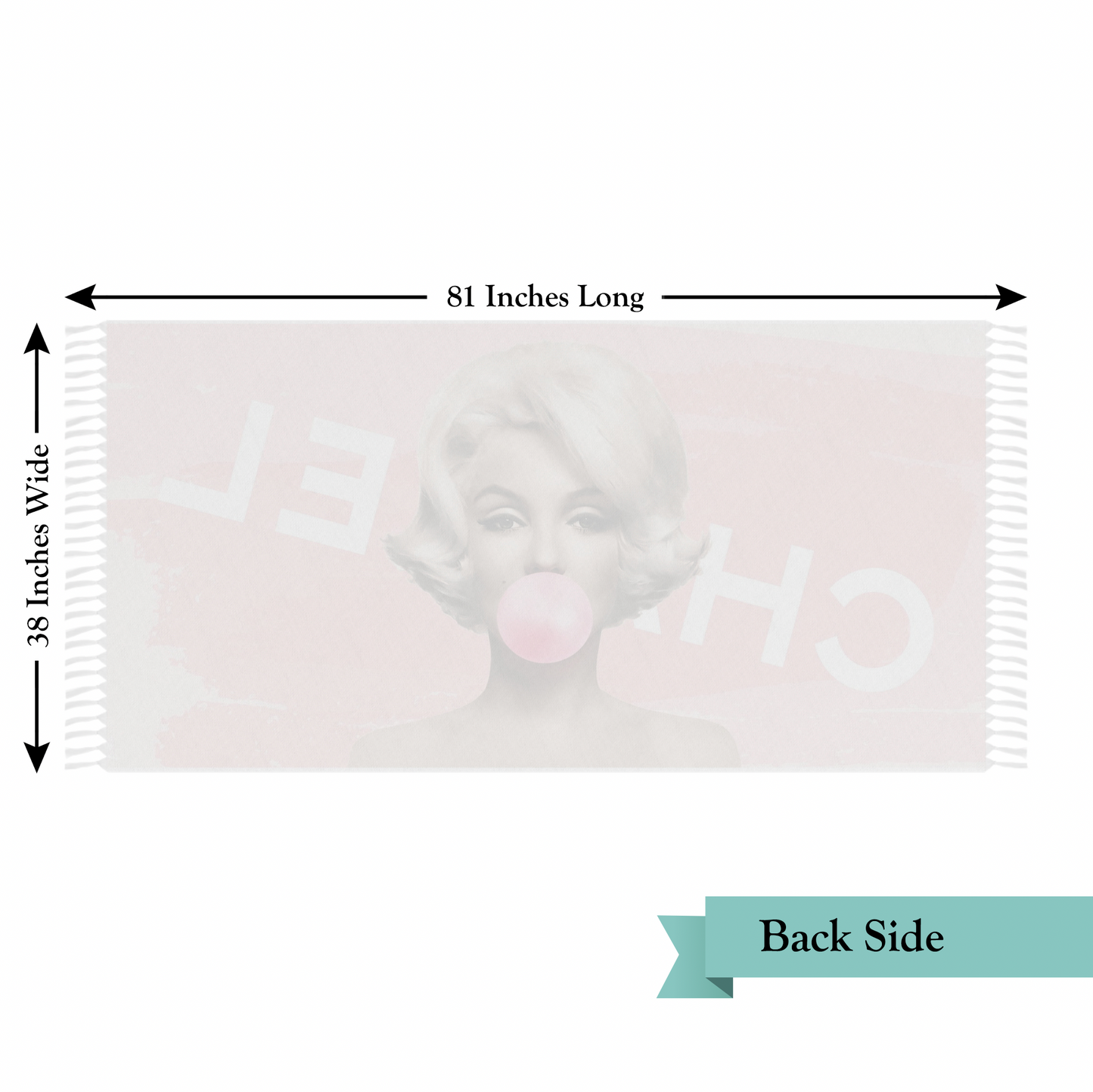 Personalized Marilyn Monroe Bubblegum Wrap, Beach Cloth with Fringe - Pink Marilyn Monroe Bubblegum Towel