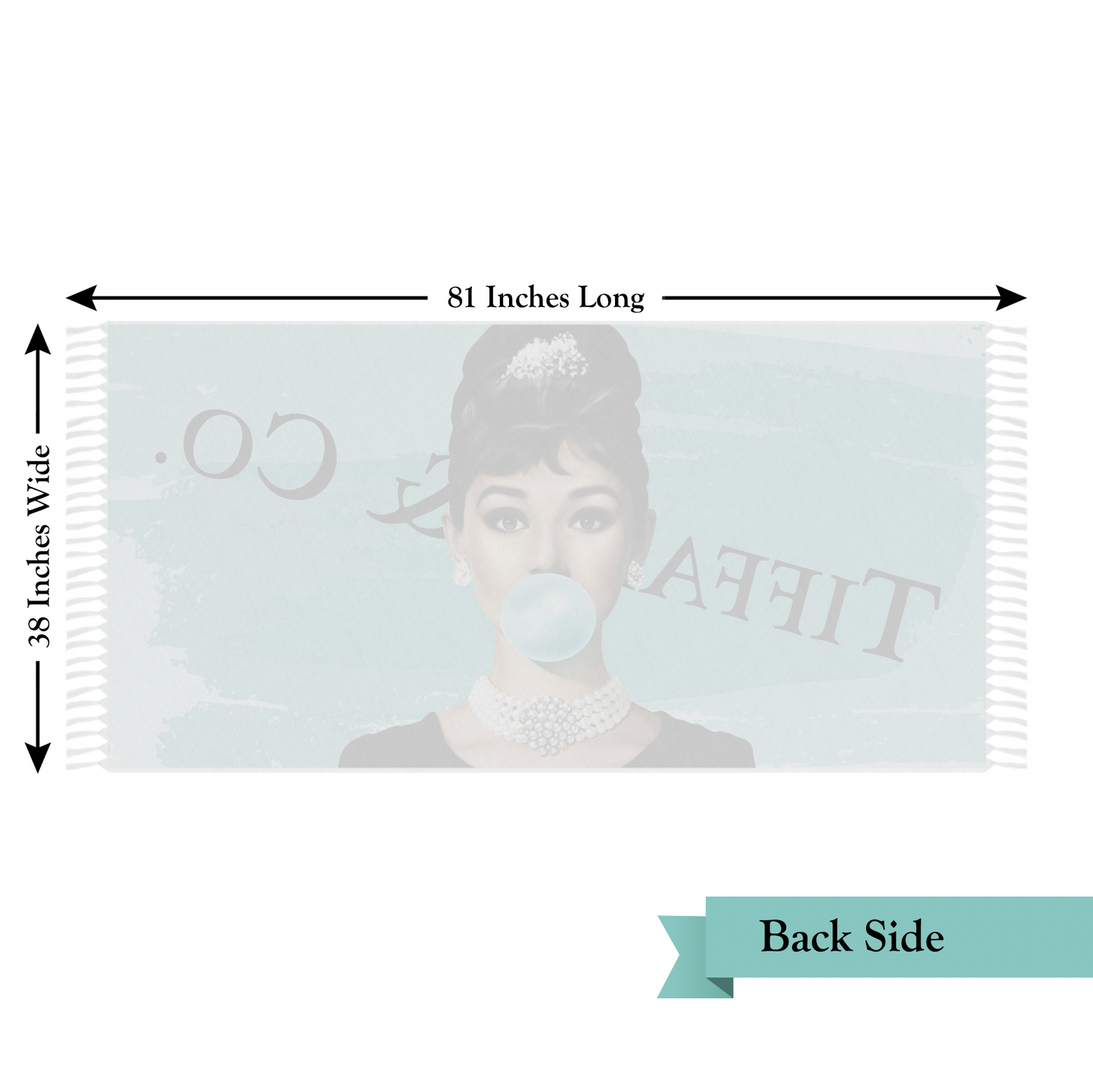 Personalized Audrey Hepburn Bubblegum Wrap, Beach Cloth with Fringe - Paris Blue Audrey Hepburn Bubblegum Towel