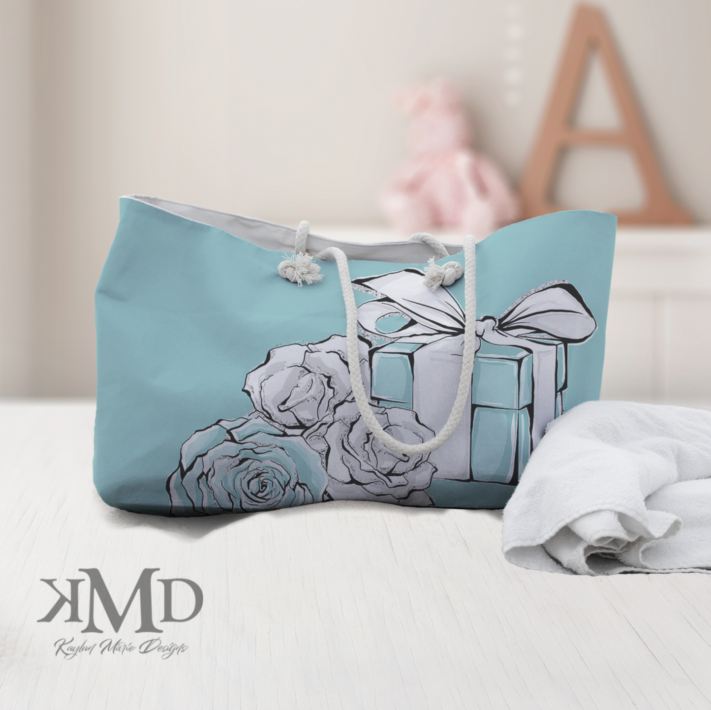 Little Blue Box and Rose Tote Weekender Bag