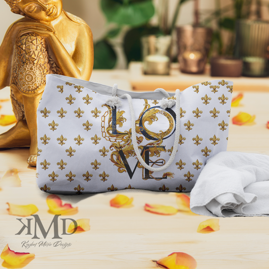 Gilded LOVE Weekender Bag - Fleur de lis