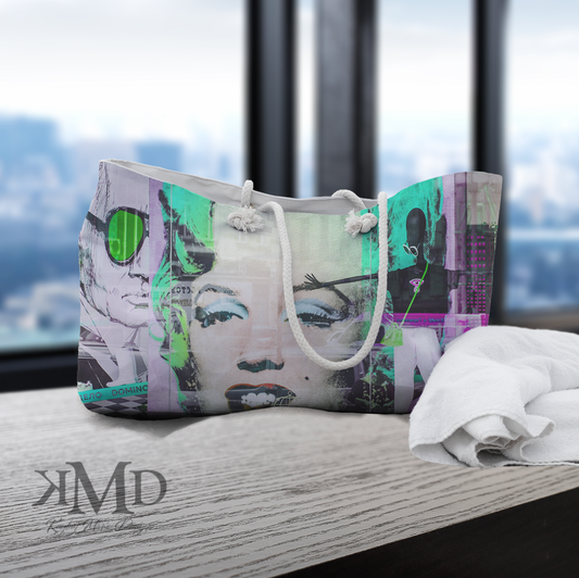 Marilyn Monroe Tote Bag - Weekender Bag, Rope Tote, Graffiti Reflection