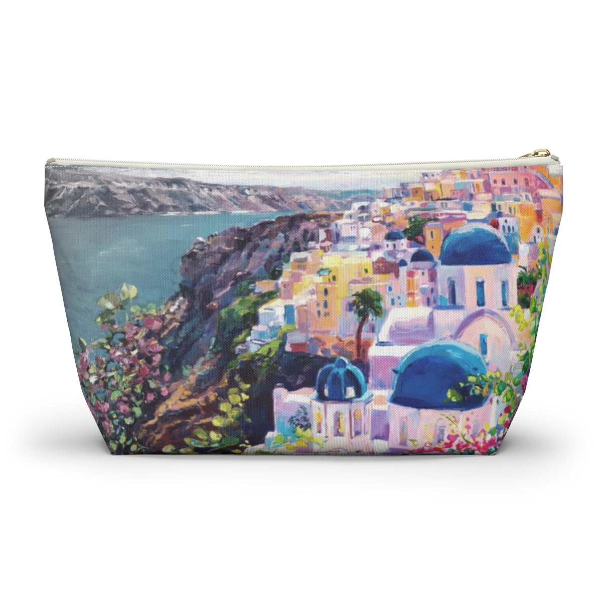 Santorini Pouch w T-bottom, Accessory Pouch - Santorini Greece