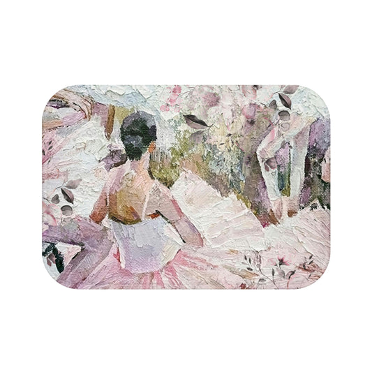 Abstract Ballet Bath Mat - Pink Ballerina Floor Mat - Abstract Oil Painting Tutu Bathroom Shower Mat