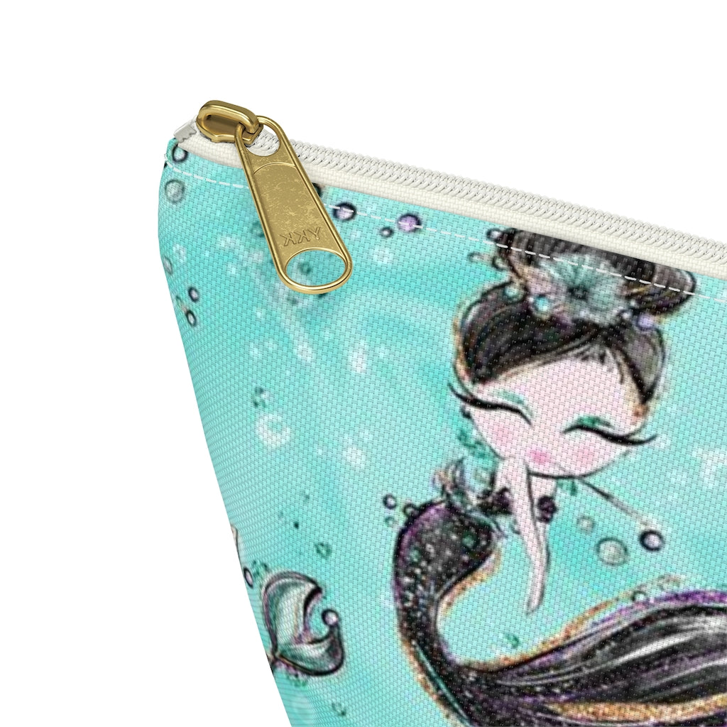 Audrey Hepburn Cosmetic Pouch w T-bottom, Accessory Pouch, Mermaid Mercat