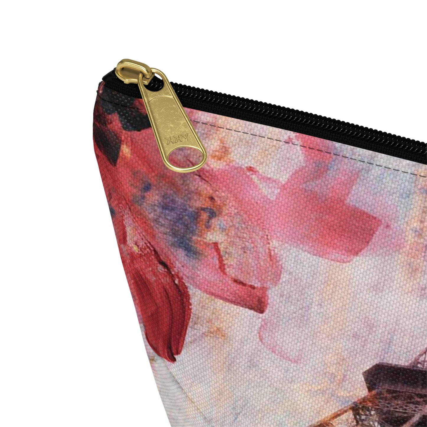 Eiffel Tower Cosmetic Pouch w T-bottom, Accessory Pouch - Paris Abstract Flower