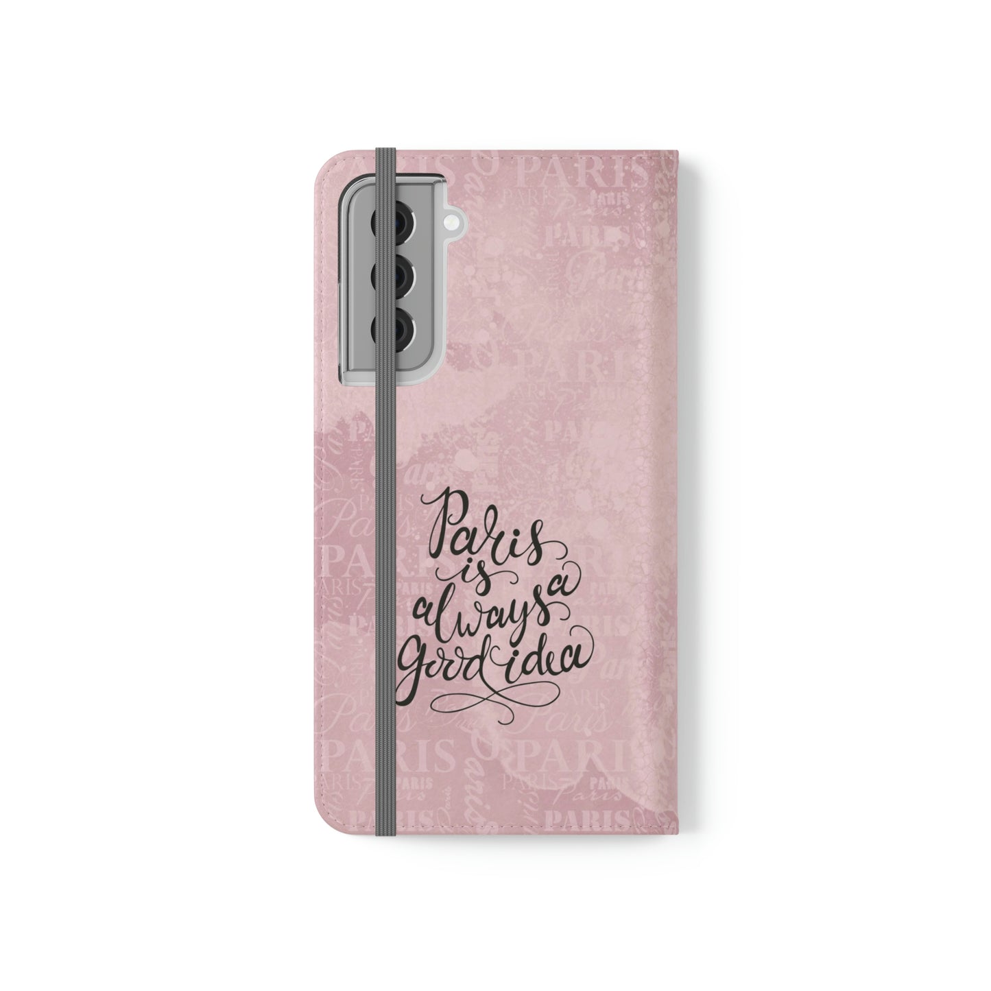 Audrey Hepburn Phone Case, Pink Paris Folio Phone Case, Paris is Always a Good Idea Smart Phone Folding Case