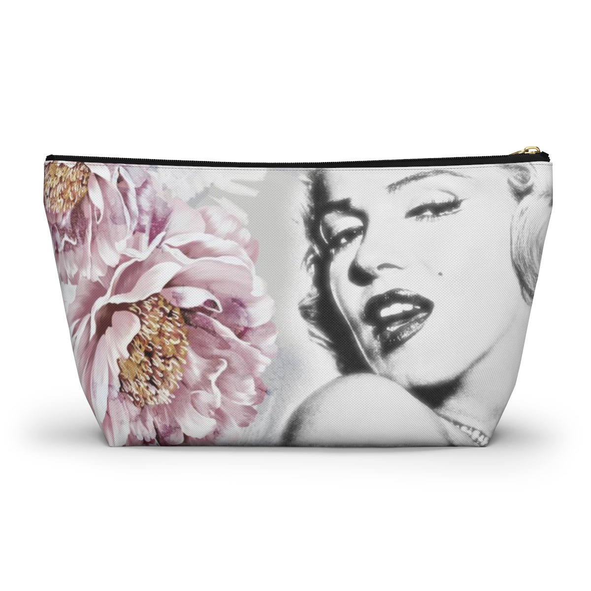 Marilyn Monroe Pouch w T-bottom, Accessory Pouch - Pink Peonies