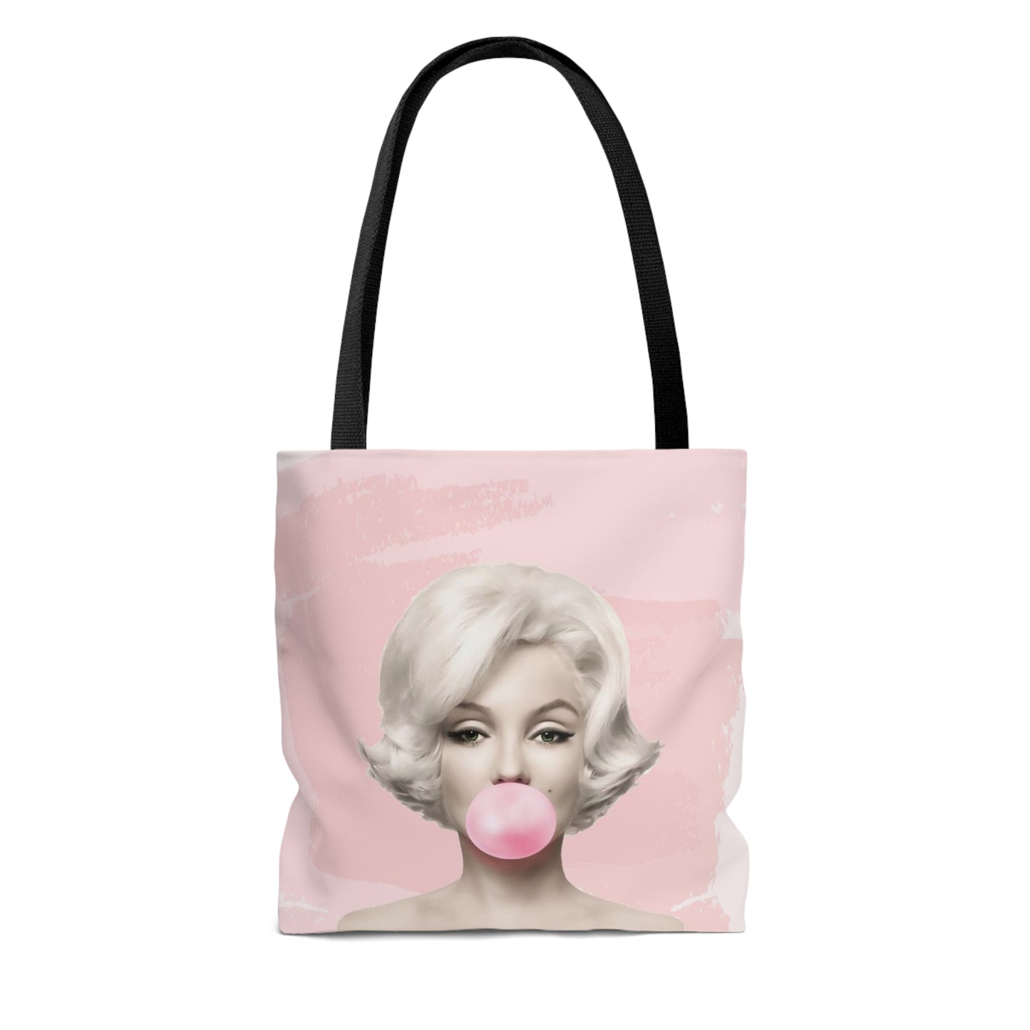 Personalized Marilyn Monroe Canvas Tote Bag, Basic Square Tote - Blond Bombshell, Pink Marilyn Monroe Bubblegum Tote