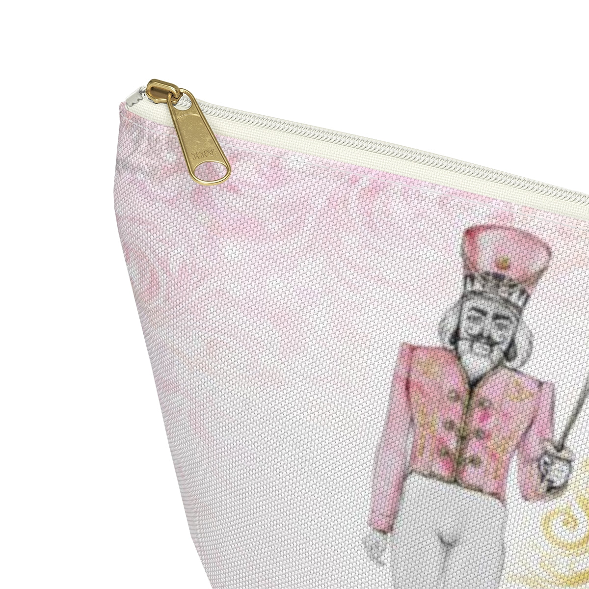 Personalized Nutcracker Ballet Cosmetic Pouch w T-bottom, Accessory Pouch, Pink and Gold