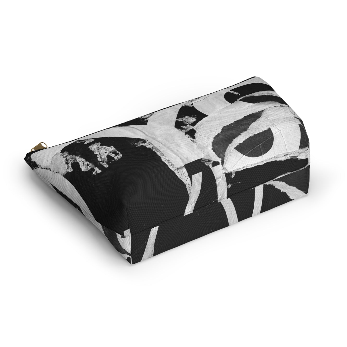 Urban Street Art Cosmetic Pouch w T-bottom, Accessory Pouch - Torn Poster Street Art Makeup Bag - Black and White YO Bag 15