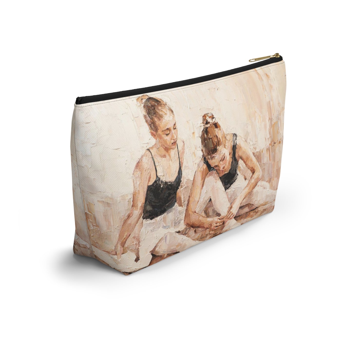 Ballet Cosmetic Pouch w T-bottom, Accessory Pouch - Ballerina Sisters Oil Painting