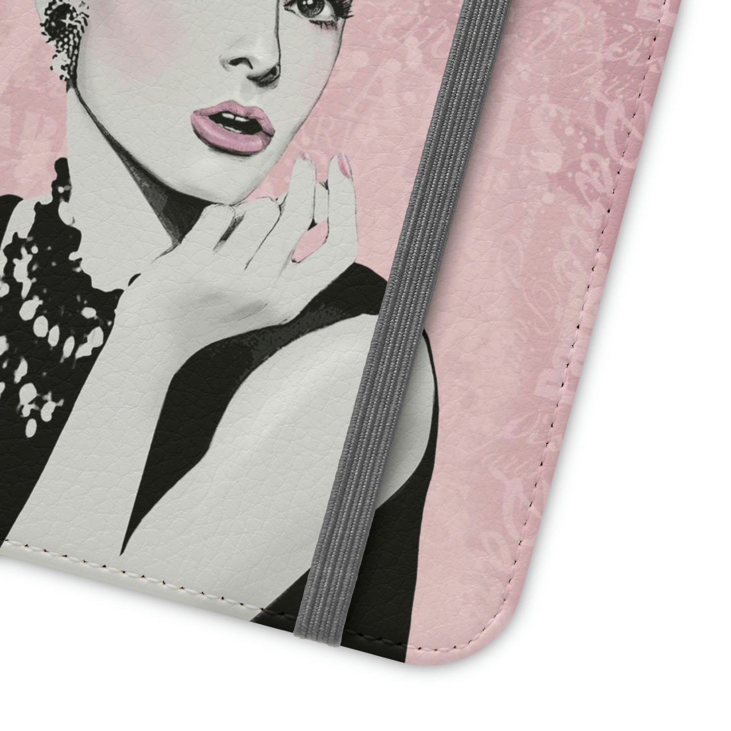 Audrey Hepburn Phone Case, Pink Paris Folio Phone Case, Paris is Always a Good Idea Smart Phone Folding Case