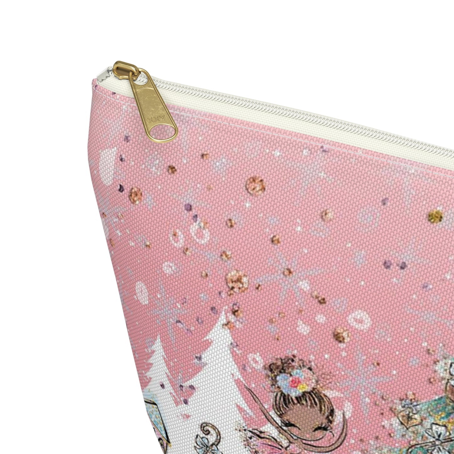 Nutcracker Cosmetic Pouch w T-bottom, Accessory Pouch - Pink Nutcracker Ballet Makeup Bag