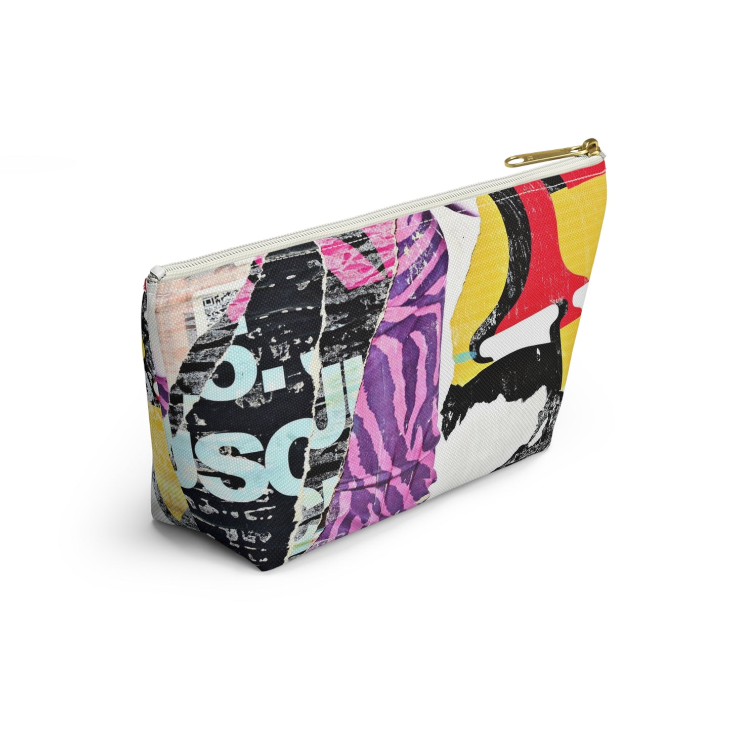 Urban Street Art Cosmetic Pouch w T-bottom, Accessory Pouch - Torn Poster Street Art Makeup Bag - Mixed Media Bag 23